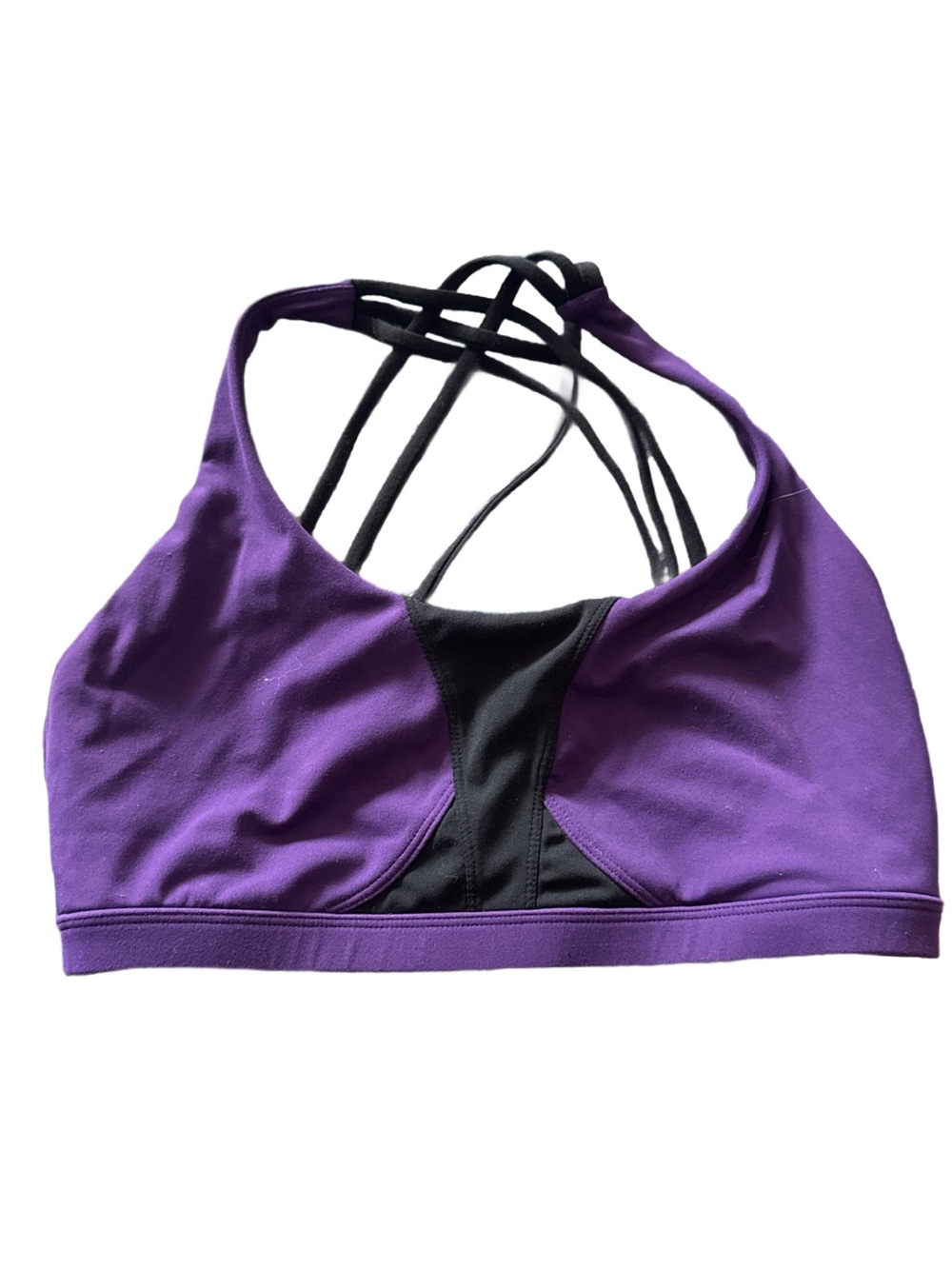 Buff Bunny Strappy Back Black and Purple Bra Size Small